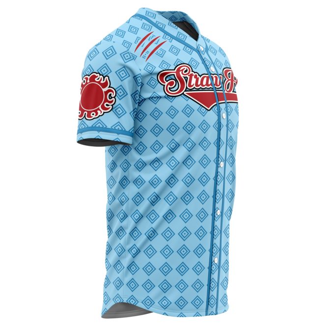 Anime-Inspired Blue Baseball Jersey – Unique Straw Hat Design - Image 2