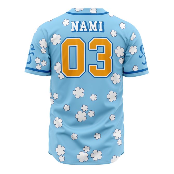 Anime Straw Hat Baseball Jersey – Stylish Blue Floral Design, Unisex Casual Wear - Image 3