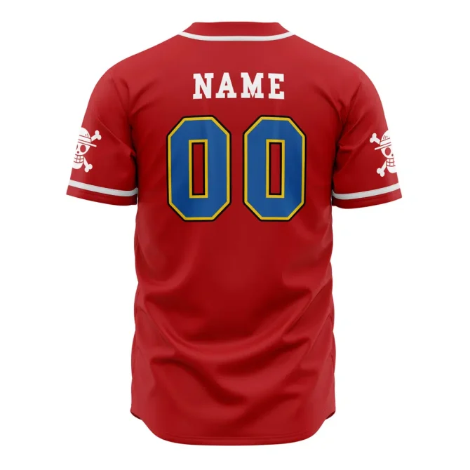 Custom Straw Hat Crew Baseball Jersey – Personalized Red Anime Fan Gear - Image 3