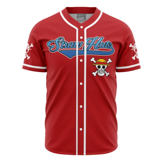 Custom Straw Hat Crew Baseball Jersey – Personalized Red Anime Fan Gear - Image 2