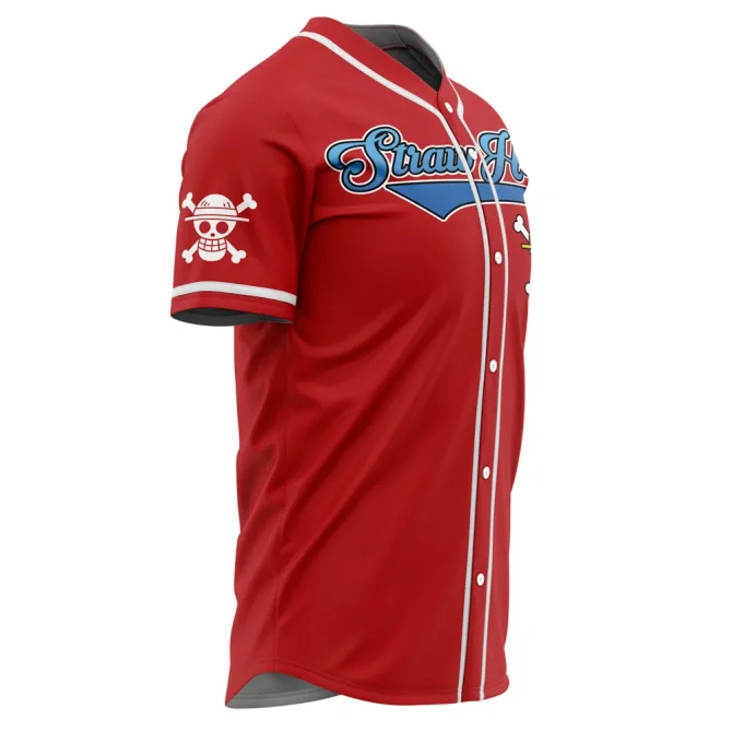Custom Straw Hat Crew Baseball Jersey – Personalized Red Anime Fan Gear - Image 4