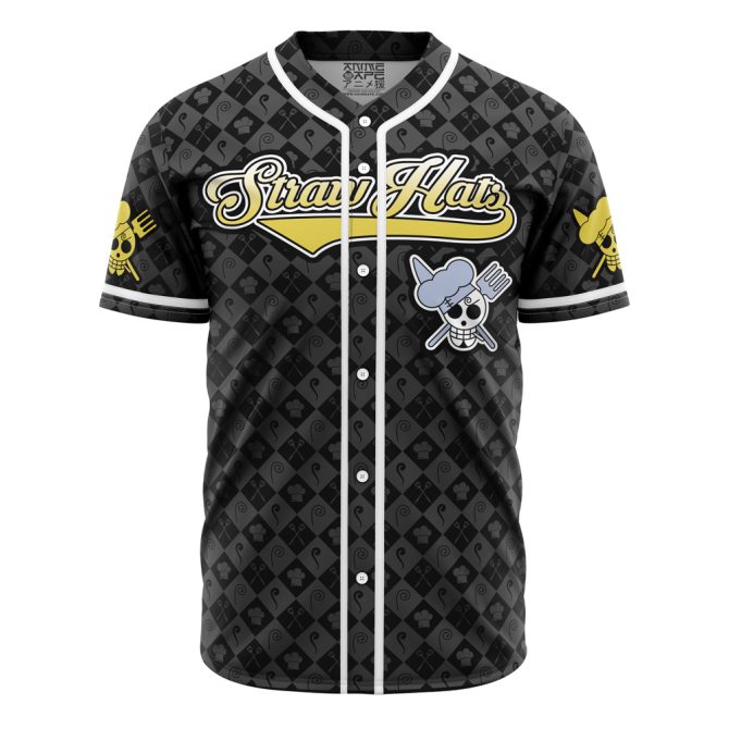Anime Pirate Baseball Jersey – Unique Skull Design, Black & Yellow – Perfect For Fans!
