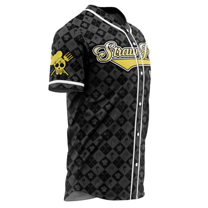 Anime Pirate Baseball Jersey – Unique Skull Design, Black & Yellow – Perfect For Fans! - Image 2