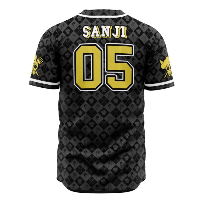 Anime Pirate Baseball Jersey – Unique Skull Design, Black & Yellow – Perfect For Fans! - Image 3