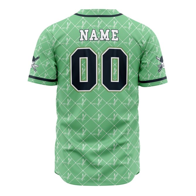 Customizable Green Baseball Jersey - Straw Hat Pirate Theme - Perfect For Anime Fans! - Image 3
