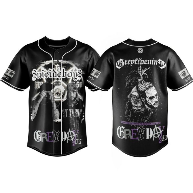 Limited Edition Greyscale Graphic Baseball Jersey - Bold Design, Unisex, Perfect For Music Fans