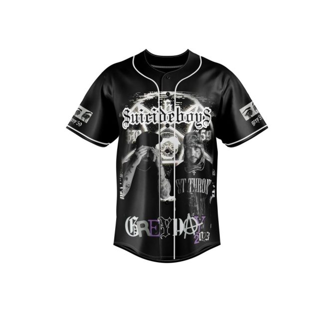 Limited Edition Greyscale Graphic Baseball Jersey - Bold Design, Unisex, Perfect For Music Fans - Image 2