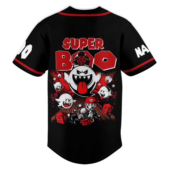 Custom Super Boo Baseball Jersey - Personalize With Your Name & Number - Perfect Gift For Mario Fans - Image 2