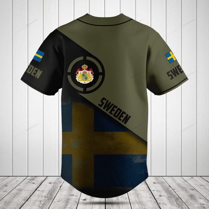 Custom Sweden Flag Baseball Jersey - Personalized Name & Logo Sportswear - Image 2