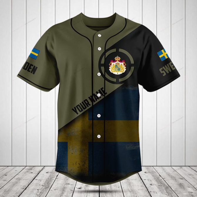 Custom Sweden Flag Baseball Jersey - Personalized Name & Logo Sportswear