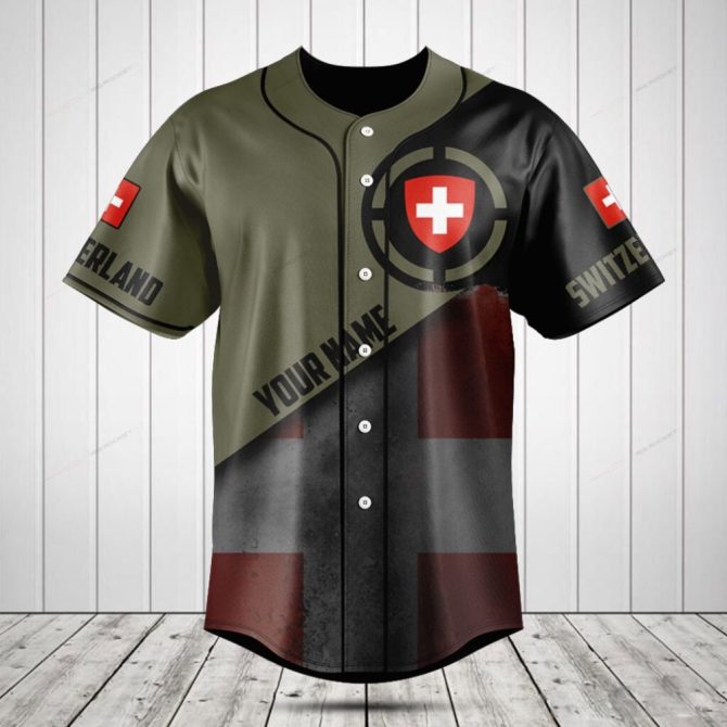 Custom Switzerland Baseball Jersey - Personalized Name & Flag Design - Perfect Gift For Sports Fans