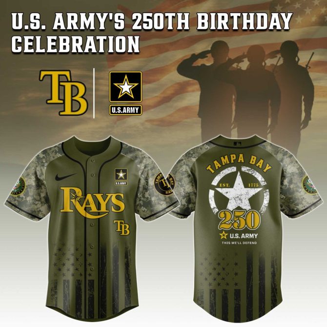 Celebrate U.S. Army'S 250Th With Tampa Bay Rays Camouflage Jersey - Limited Edition!