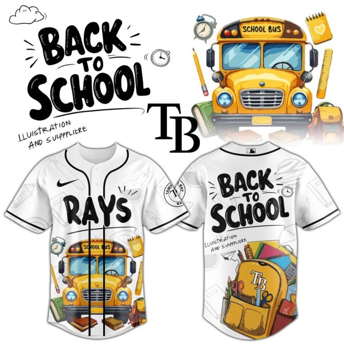 Back To School Rays Baseball Jersey – Fun School Bus Design For Kids & Teens!