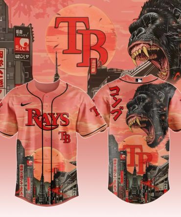 Epic Cityscape Gorilla Baseball Jersey – Unique Tampa Bay Design, Vibrant Graphic Tee