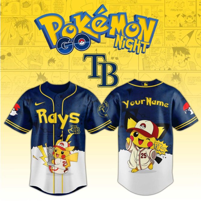 Customizable Pokémon Go Night Jersey – Pikachu Baseball Design – Perfect For Fans