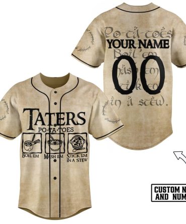Custom Name Baseball Jersey - Funny Taters Potatoes Design – Personalized Gift For Fans