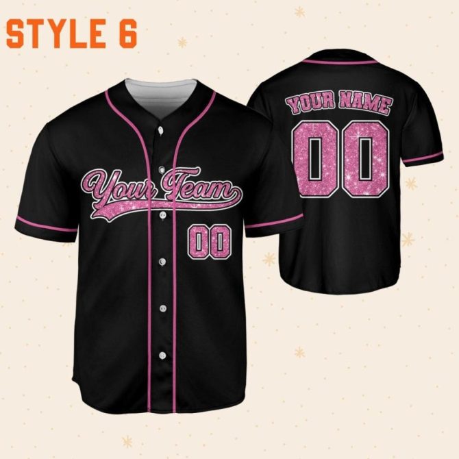 Custom Pink Pinstripe Baseball Jersey – Personalize Team Name & Number - Image 7