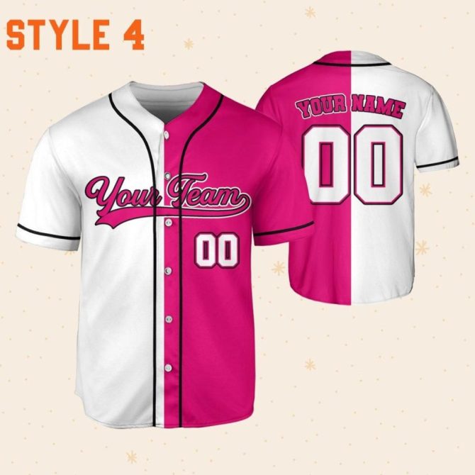Custom Pink Pinstripe Baseball Jersey – Personalize Team Name & Number - Image 5