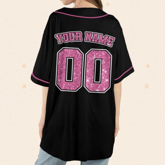 Custom Pink Pinstripe Baseball Jersey – Personalize Team Name & Number - Image 8