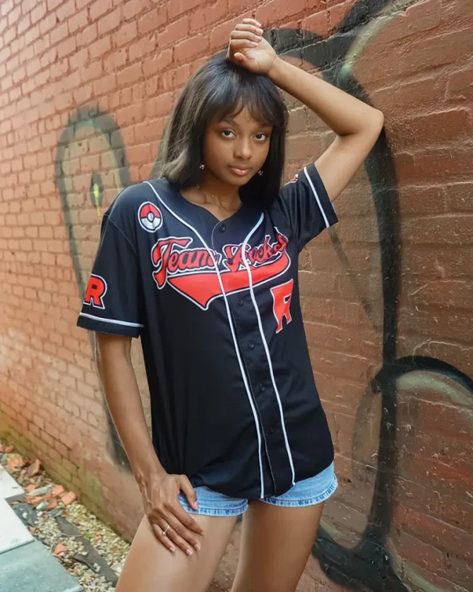 Team Rocket Baseball Jersey – Stylish Black & Red Fan Apparel For Gamers - Image 3