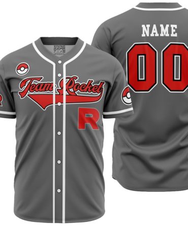 Customizable Team Rocket Baseball Jersey - Iconic Anime Fans' Choice!