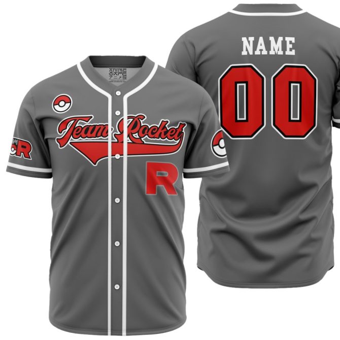 Customizable Team Rocket Baseball Jersey - Iconic Anime Fans' Choice!