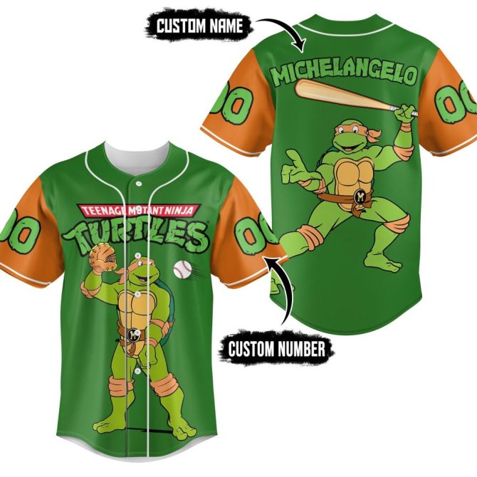 Custom Teenage Mutant Ninja Turtles Baseball Jersey - Personalized Name & Number