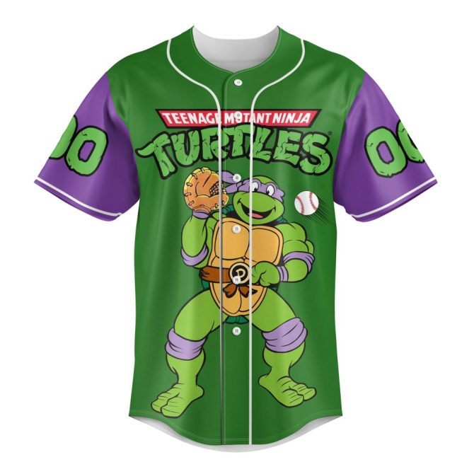 Custom Teenage Mutant Ninja Turtles Baseball Jersey - Personalize Name & Number - Donatello Design - Image 2