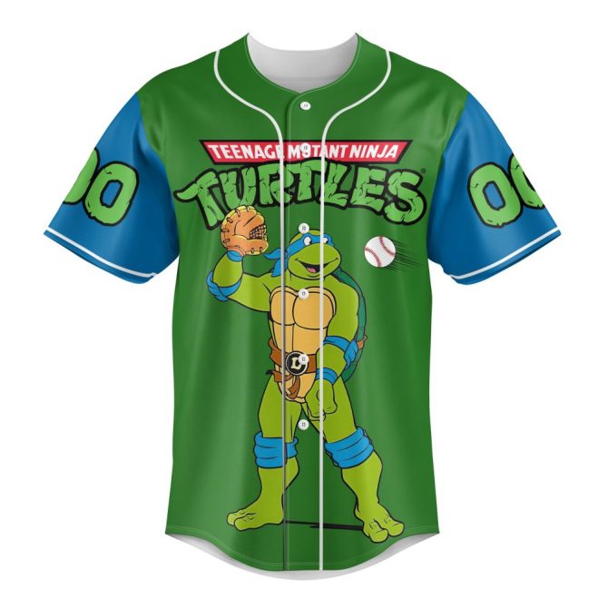 Custom Tmnt Baseball Jersey - Personalized Name & Number - Leonardo Design - Image 2