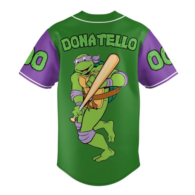 Custom Teenage Mutant Ninja Turtles Baseball Jersey - Personalize Name & Number - Donatello Design - Image 3
