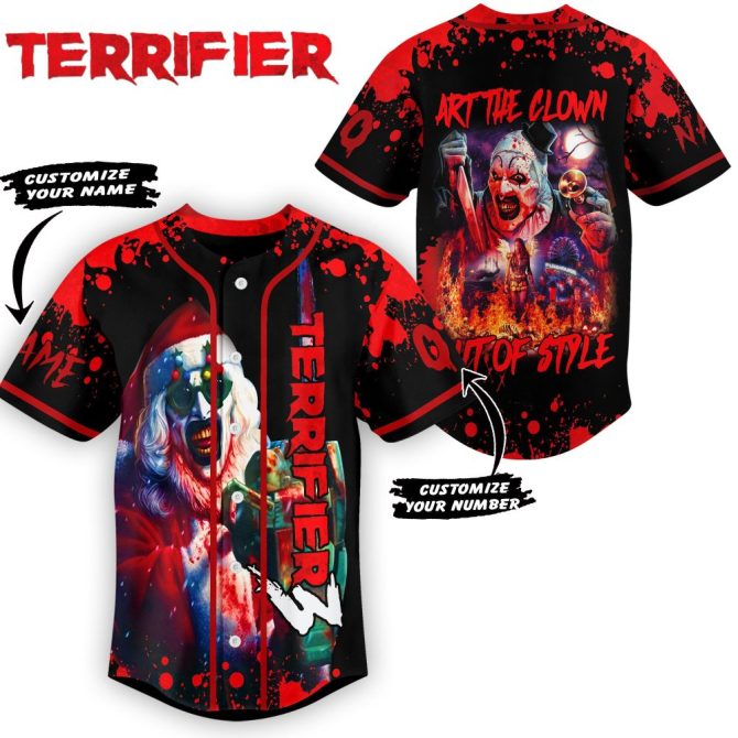 Custom Terrifier Baseball Jersey – Art The Clown Design, Personalize Name & Number