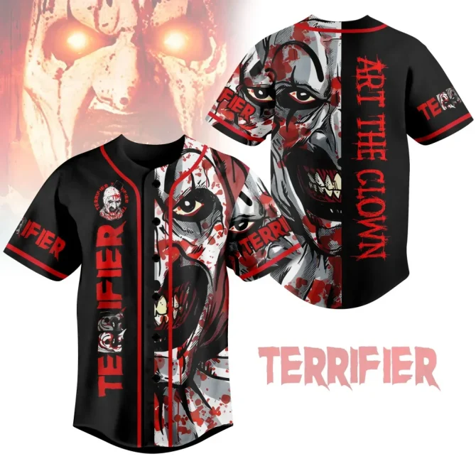 Horror Clown Baseball Jersey – Terrifier Art Graphic Shirt For Halloween