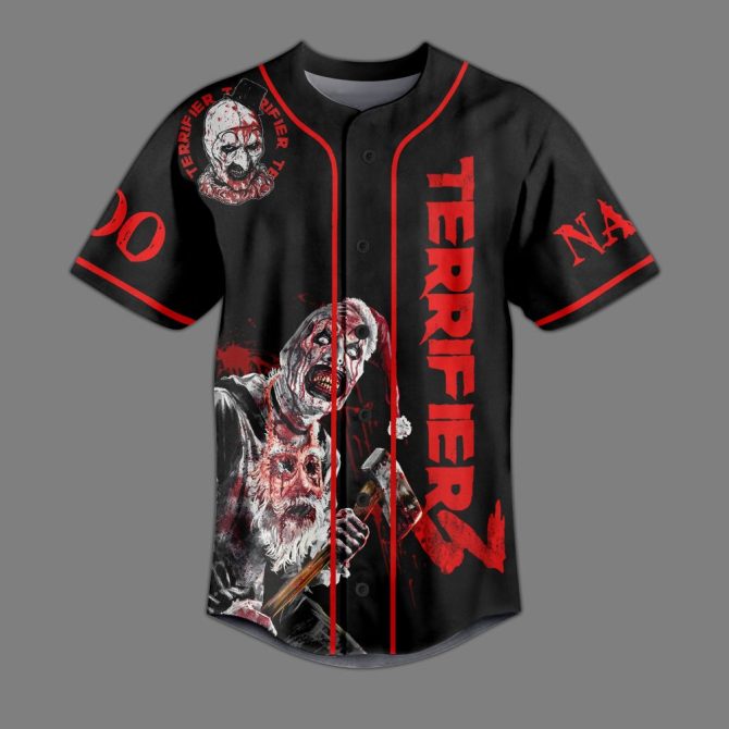 Customizable Terrifier 3 Horror Baseball Jersey – Unique Art Style, Personalize With Name & Number! - Image 2