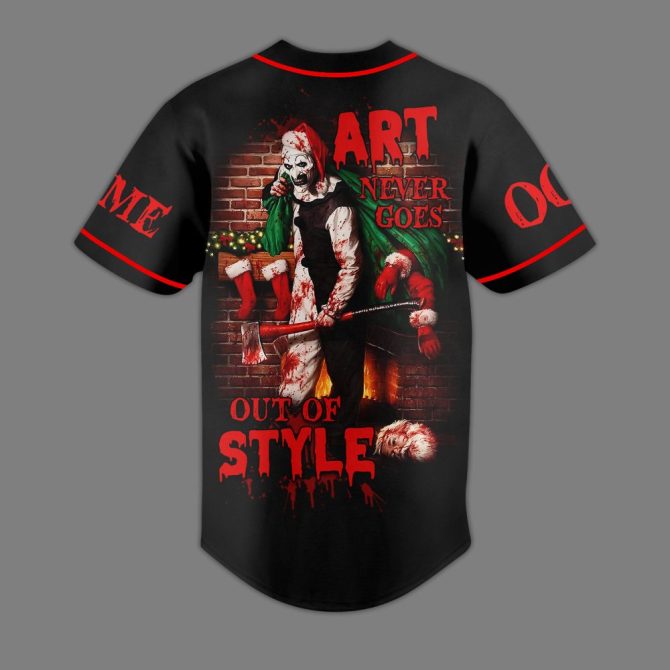 Customizable Terrifier 3 Horror Baseball Jersey – Unique Art Style, Personalize With Name & Number! - Image 3