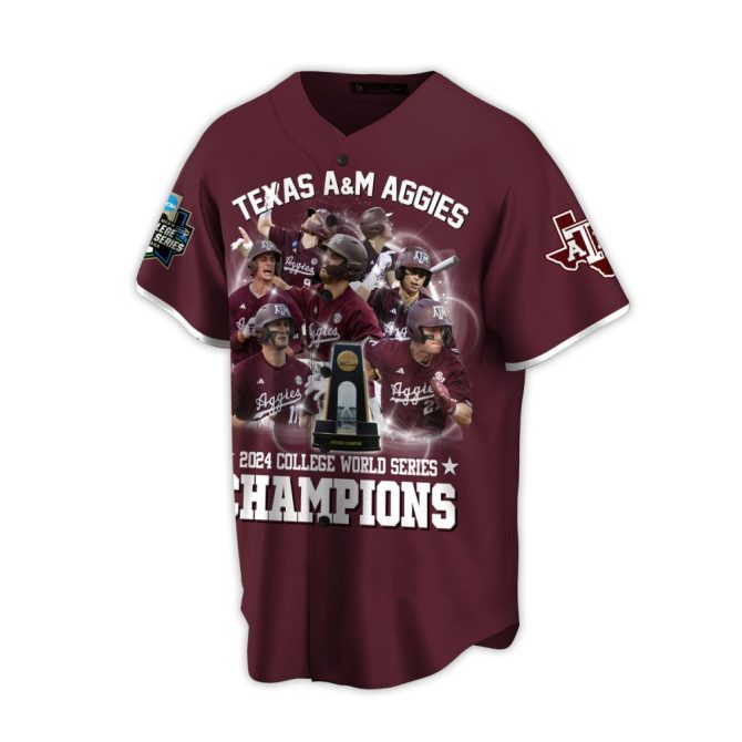 Custom Texas A&M Aggies 2024 Champions Jersey - Personalize Name & Number - College World Series Gear - Image 2