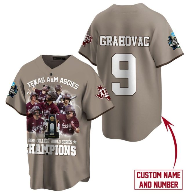 Custom Texas A&M Aggies 2024 Champions Jersey - Personalize Name & Number!
