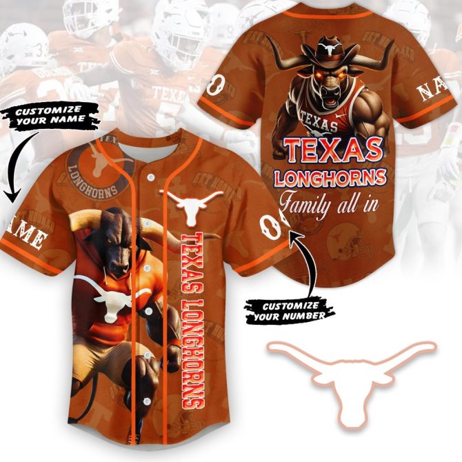 Custom Texas Longhorns Jersey - Personalize Name & Number - Perfect Gift For Fans!