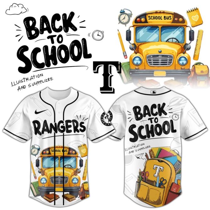 Back To School Baseball Jersey - Fun School Bus Design For Kids & Teens - Perfect Gift!