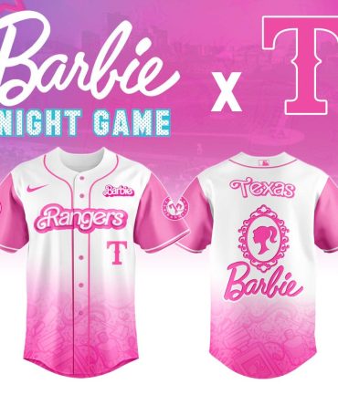 Limited Edition Barbie Night Game Rangers Jersey - Pink & White Baseball Shirt