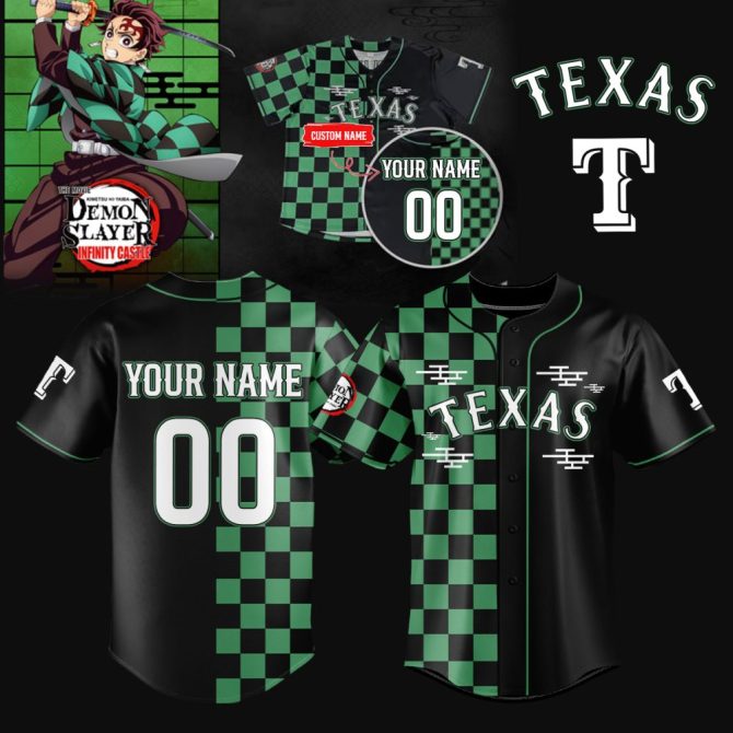 Custom Texas Anime-Inspired Checkerboard Jersey – Personalize Your Name & Number!
