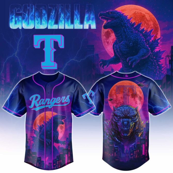 Epic Godzilla Rangers Baseball Jersey – Bold Neon Design, Perfect Gift!
