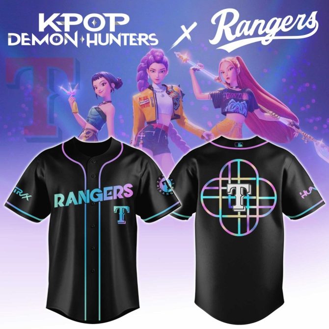 K-Pop Demon Hunters X Rangers Black Baseball Jersey - Limited Edition Fashion