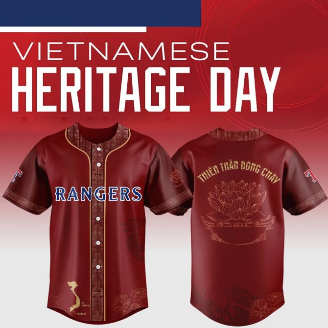 Celebrate Vietnamese Heritage With Limited Edition Rangers Baseball Jersey - Unique Design & Premium Quality!