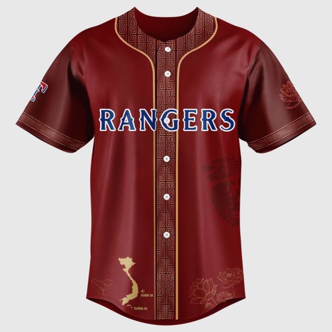 Celebrate Vietnamese Heritage With Limited Edition Rangers Baseball Jersey - Unique Design & Premium Quality! - Image 2