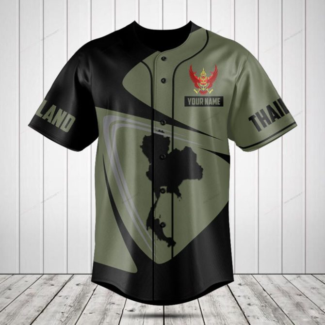 Customizable Thailand Baseball Jersey - Personalized Name & Map Design