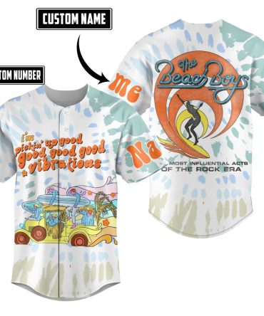 Custom Beach Vibes Baseball Jersey - Add Your Name & Number - Retro Surf Style Shirt