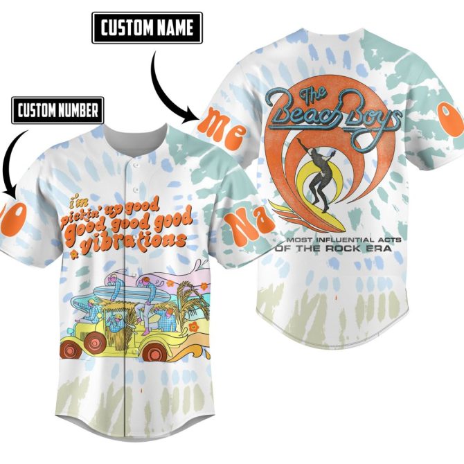 Custom Beach Vibes Baseball Jersey - Add Your Name & Number - Retro Surf Style Shirt