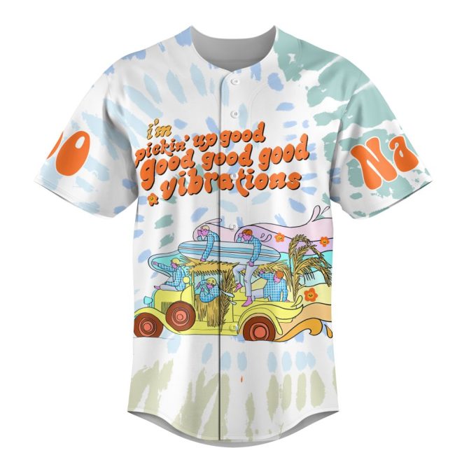 Custom Beach Vibes Baseball Jersey - Add Your Name & Number - Retro Surf Style Shirt - Image 2