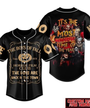 Horror Film Club Custom Baseball Jersey – Scary Movie Theme, Personalized Name & Number