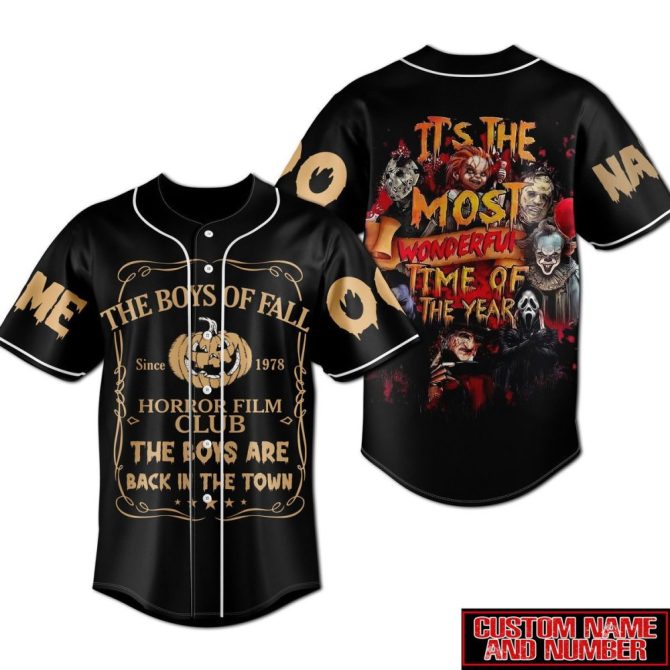 Horror Film Club Custom Baseball Jersey – Scary Movie Theme, Personalized Name & Number